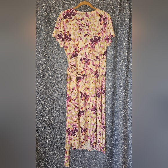 Halogen Floral Wrap Midi  Dress Size Large - Picture 4 of 8